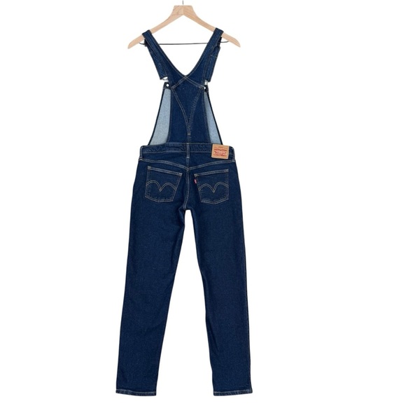 Levis Overalls Womens Small Classic Retro Denim Bib Farmer Workwear Dark Wash - Picture 5 of 10